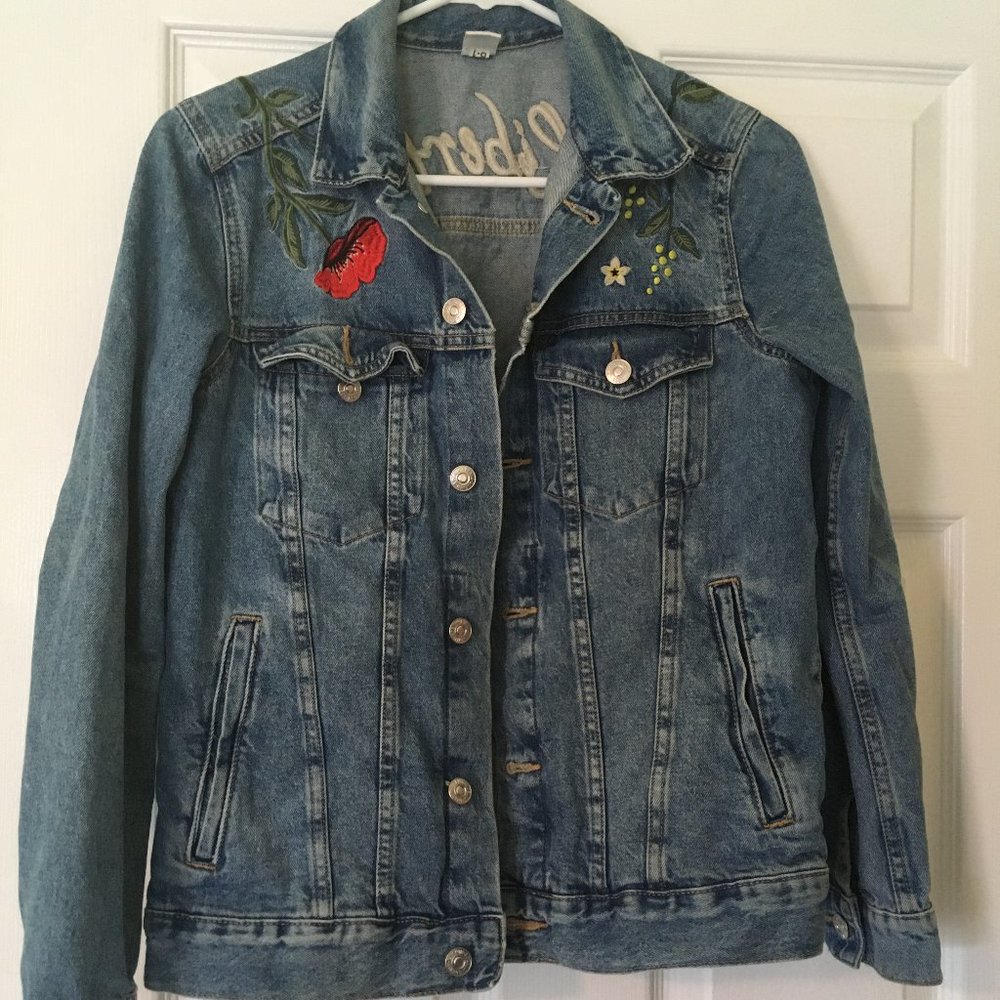 H&M Embroidered "Liberte" Jean/Denim Jacket